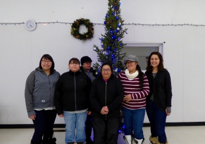 (from left to right) Sophia Edwards, Mary Cecile Patrick, Catherine Sutherland, Mary Ann Gull, Joanne Hunter, Felicia Danesi. Missing in the group picture is student Denise Patrick.  By Pam Chookomoolin