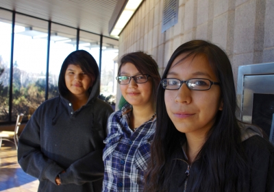Eabametoong’s Lovina Moonias, Starr Moonias and friend attended the National Centre for Truth and Reconciliation’s Nov. 9 Community Engagement Session at Lakehead University with a group from the Underground Gym.  Photo by Rick Garrick