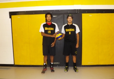 The Geyshick brothers, Henry and Brandon, helped their Fort Frances High School senior boys volleyball team to an 8-0 record and a NorWOSSA championship this year.  Submitted photo 