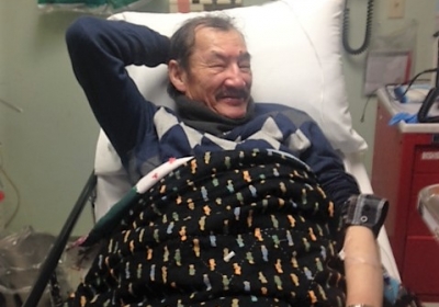 Moses Kakekaspan recovering in the nursing station. Photo by Sergeant Matthew Gull