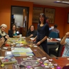 Bead-In organizer Leanna Marshall, centre, and a group of participants bead their fabric hearts during Confederation College’s Bead-In in Honour of Missing and Murdered Aboriginal Women, held during Aboriginal Awareness Week 2015.  Photo by Rick Garrick 
